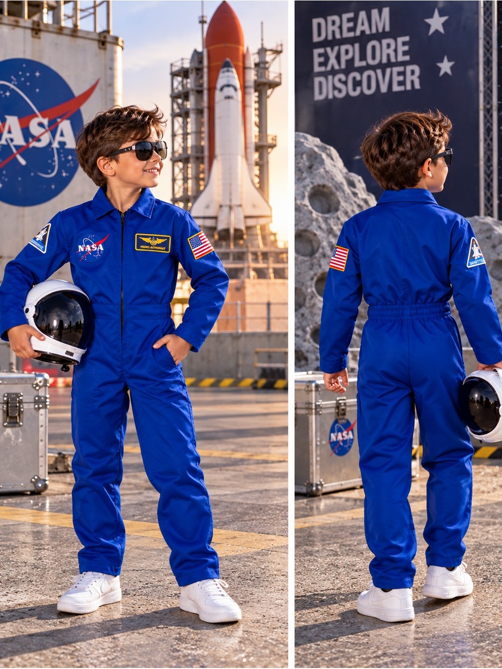 NASA Kids Blue Flight Jumpsuit - Space Mission Costume